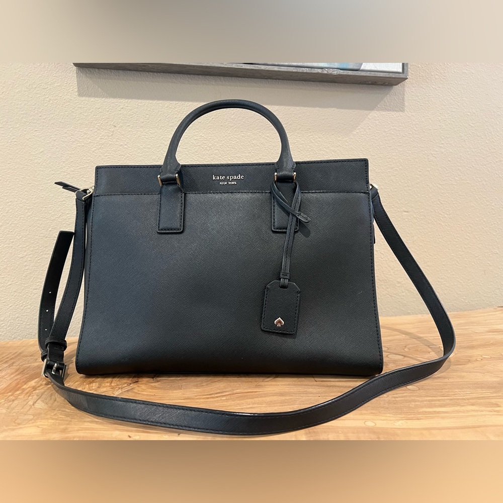 Kate Spade Black Saffiano Satchel with Structured Design